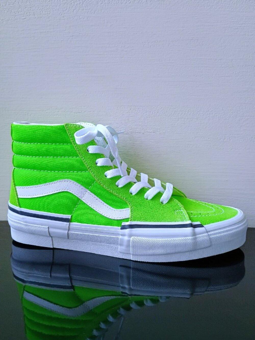 Vans Women's Sk8-Hi Rearrange Suede / Canvas Sneaker in Amazing Green White